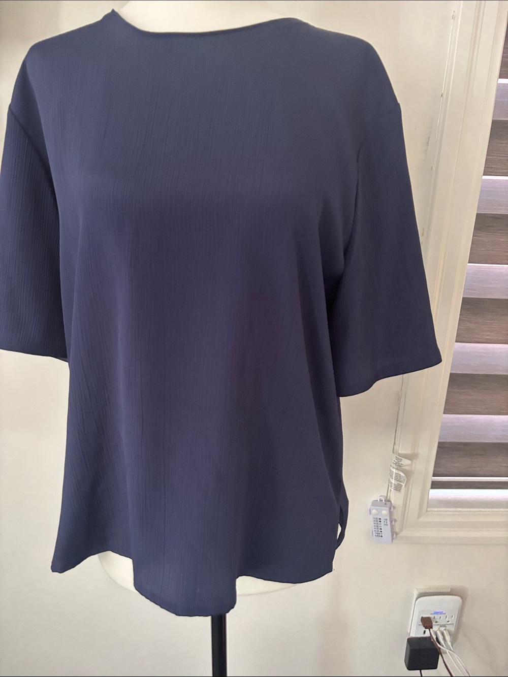 TanJay Navy Short-Sleeve Boat Neck Top
